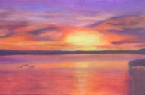 3699 – Muskoka Sunset #7- Lounging Loons at Sunset